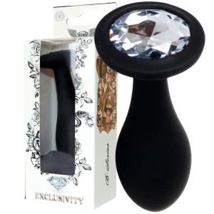 Korek analny z silikonu, czarny, za diamencikiem, rozm. L - Boss Series