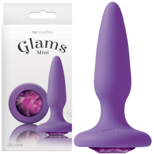 NS Novelties GLAMS MINI Silikonowy korek analny z diamencikiem, Fioletowy