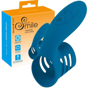 Niebieski pierścień erekcyjny ze stymulatorem - na USB  - Sweet Smile