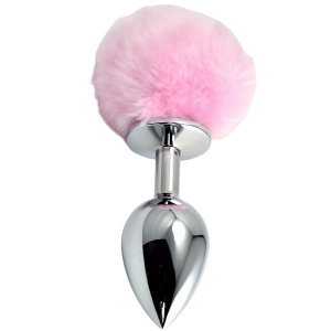 Pompon Metal Plug - Korek analny z ogonkiem, Stalowy Różowy - Lovetoy