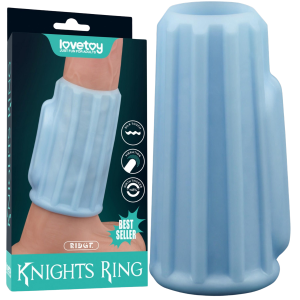Wibrujący pierścień na penisa - Knights Ring - z wypustkami, niebieski, 9,9cm- Lovetoy