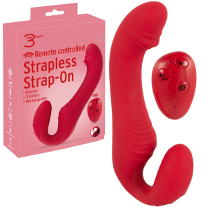 You2Toys RC Strapless Strap-on 3 - Samonośny Strap-On z wibracjami na pilota, USB Czerwony