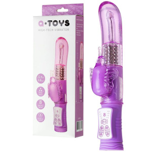 Wibrator z króliczkiem - 761032 - z funkcją rotacji, na baterie, fioletowy - A-TOYS