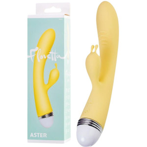 Wibrator z króliczkiem - Aster - stymulujący punkt G, USB, silikonowy, żółty, 22 cm - Toyfa
