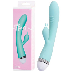 Wibrator z króliczkiem - Flovetta - na USB, silikonowy, niebieski, 22 cm - Toyfa