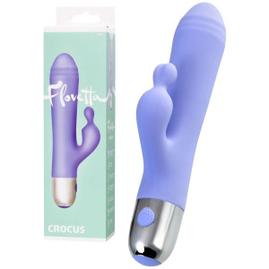 Wibrator z króliczkiem - Crocus - na USB, silikonowy, fioletowy, 17,5 cm - Toyfa