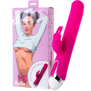 Wibrator z króliczkiem - BALLE - różowy, silikonowy, 23cm - Toyfa