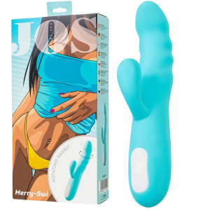 Wibrator z króliczkiem - Merry-Swi - rotacyjny, niebieski, silikonowy, 20,7cm - Toyfa