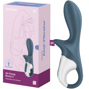 Wibrator silikonowy analny Air Pump Booty Dark szary 19 cm pompowany wodoodporny Satisfyer