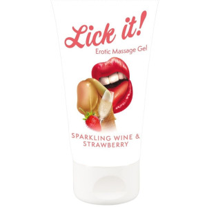Lubrykant na bazie wody - Lick it! 50 ml - do zabaw oralnych o smaku wina truskawkowego