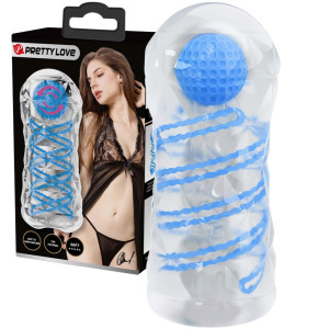 Masturbator ze stymulującymi wypustkami - przezroczysty, TPR - PRETTY LOVE