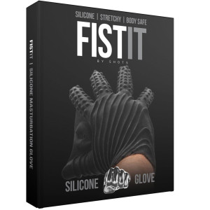 Shots Masturbation Glove - Silikonowa rękawica do masturbacji z ustami, Czarna
