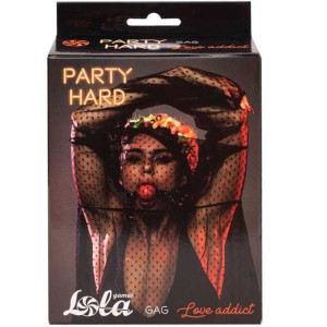 Knebel kulkowy z otworami - Party Hard Love Addict - Czerwony - Lola Toys