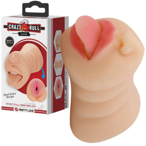 Masturbator realistyczny - Sarah - pochwa i usta - dwustronny - CRAZY BULL