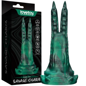 Futurystyczny wibrator - Savage Charm - ze stymulującymi kolcami, USB Zielony - Lovetoy