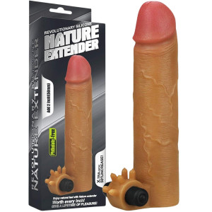 Wibrująca przedłużka penisa - przedłuża o 5 cm - na baterie, Beżowa - Lovetoy
