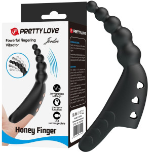 Progresywny stymulator Jordin zakładany na palec, USB Czarny - Pretty Love
