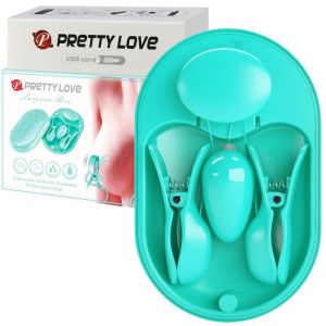 Wibrujące klipsy na sutki z funkcją elektrostymulacji, USB Zielone - Pretty Love