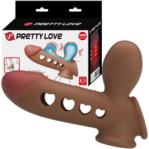 Realistyczna przedłużka penisa - Tyronn - z opaską na jądra, Brązowowa - Pretty Love