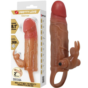 Realistyczna przedłużka penisa Osmar, 20,5 cm - przedłuża o 5 cm - z króliczkiem - Pretty Love