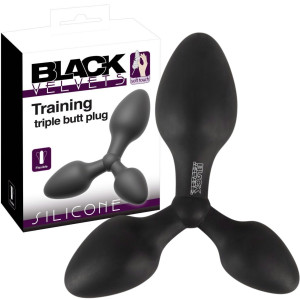 Potrójny korek analny - różne rozmiary - Czarny, Silikonowy - Black Velvets