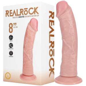 Wibrator realistyczny - Curved Cock - 8 / 20,5 cm - na USB, PVC Cielisty - RealRock
