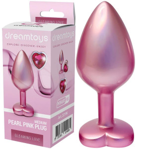 Metalowy korek analny z różowym diamentem - GLEAMING LOVE rozm. M