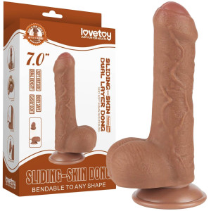 Dildo realistyczne - 7''  z ruchomą skórą i przyssawką, Beżowe - Lovetoy