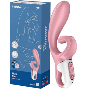 Hug Me Connect App - Wibrator z króliczkiem sterowany aplikacją, USB Różowy - Satisfyer