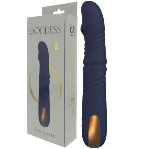 Wibrator AFRODITE z funkcją ruchów posuwistych i obrotowych, USB Granatowy Dream Toys
