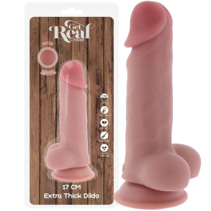 Dildo realistyczne - Dual Density 17 cm - z jądrami i przyssawką, TPE ToyJoy