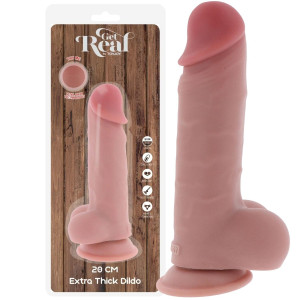 Dildo realistyczne - Dual Density 20 cm - z jądrami i przyssawką, TPE ToyJoy