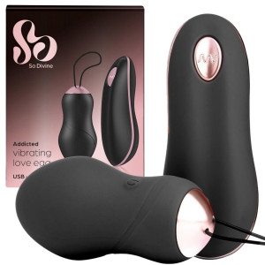 Wibrujące jajeczko na pilota bezprzewodowego, USB Czarne - So Divine
