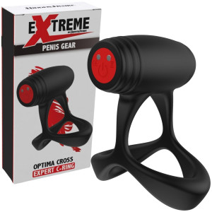 Wibrujący pierścień erekcyjny - Cross Xpert - z opaską na jądra, USB Czarny - Hidden Desire