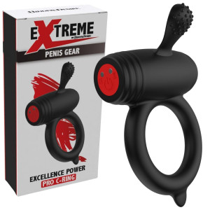 Wibrujący pierścień erekcyjny - Pro C-Ring - ze stymulatorem, USB Czarny - Hidden Desire