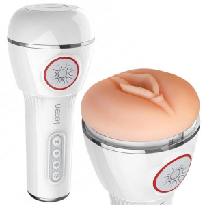 Masturbator realistyczny z efektami wibracji, ssania i dzięków - SM340 - USB,Leten