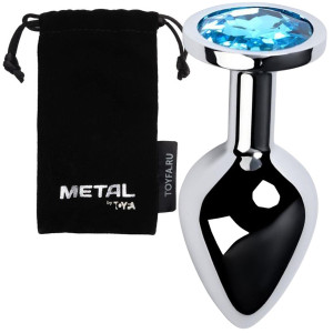 Korek analny z niebieskim diamencikiem - metalowy - TOYFA