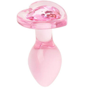 Szklany korek analny z diamencikiem - 7 cm - Różowy - Easy Toys