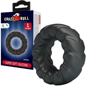 Pierścień erekcyjny na penisa - JERIKO - Czarny, Silikonowy CRAZY BULL