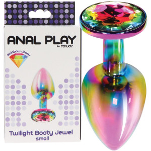 Wielokolorowy korek analny z diamencikiem - rozmiar S. Aluminium - ToyJoy
