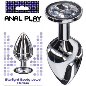 Korek analny z diamencikiem - Starlight Booty - rozmiar M, Aluminiowy - ToyJoy