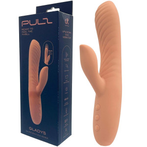 Wibrator z króliczkiem - GLADYS - z funkcją pchania, USB Cielisty - Dream Toys