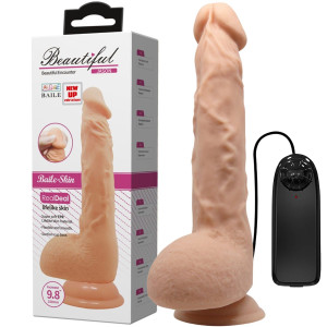 Wibrator realistyczny Beautiful Jason 9.8" z jądrami i przyssawką, Cielisty - Baile