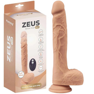 Wibrator realistyczny - Zeus - z funkcją pchania, na pilota, USB Cielisty - Fantasy