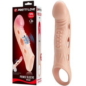Przedłużka penisa - BRAD - z wibracjami, Cielisty TPE - PRETTY LOVE