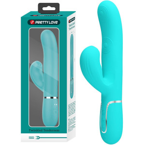 Wibrator z króliczkiem z funkcją stymulacji uderzeniowej i stukania, USB - PRETTY LOVE