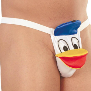 Stringi męskie - 4438 - śmieszne, Kaczor Donald, Białe