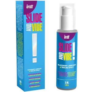 Lubrykant  na bazie wody - SLIDE BERRY SLIDE! 30 ml - o smaku jeżyny, jadalny z wibracjami - INTT