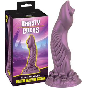 Dildo futurystyczne - Alien Phallus - na przyssawce, płynny silikon, Fioletowy