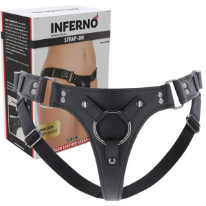 Uprząż Strap-On o klasycznym kształcie, regulowana, 3 ringi - Skóra PU - Hidden Desire